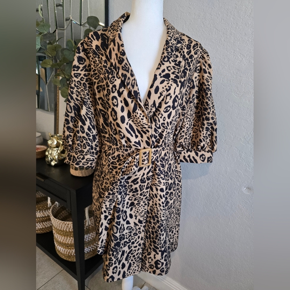 Saint Genies Leopard Print Women's Coat Dress
